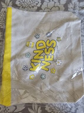 Beekman 1802 Goat Milk 'Kindness' Canvas Tote - Natural & Yellow, New W/out Tag